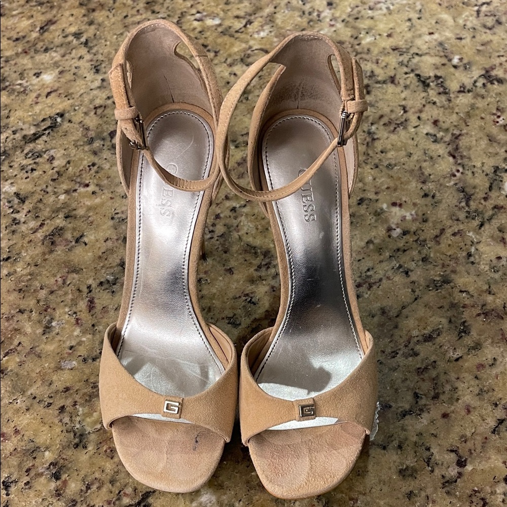 GUESS Beige Ankle Strap Heels